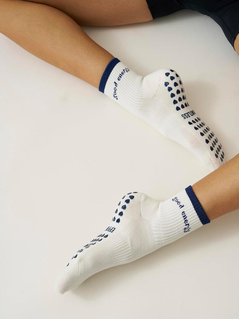 Shapes Studio Crew Half Calf Grip Socks, Cutest Fruits Pilates Socks, Ruffle socks, Non-Slip, Barre Yoga Fitness - Image 5